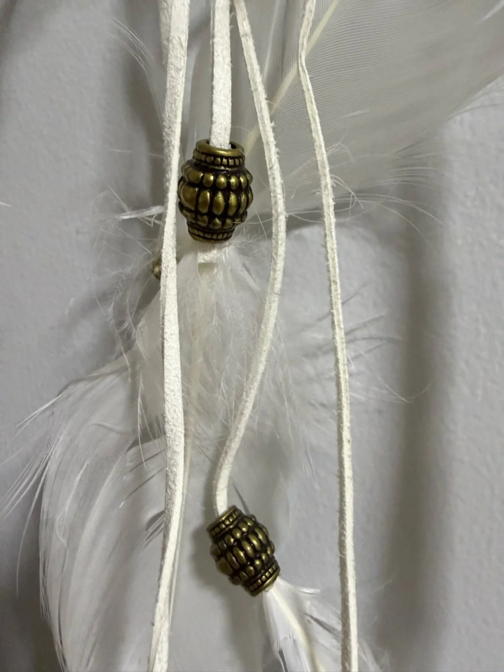 White Feather Dreamcatcher Wall Hanging - Neutral Home Wall Decor